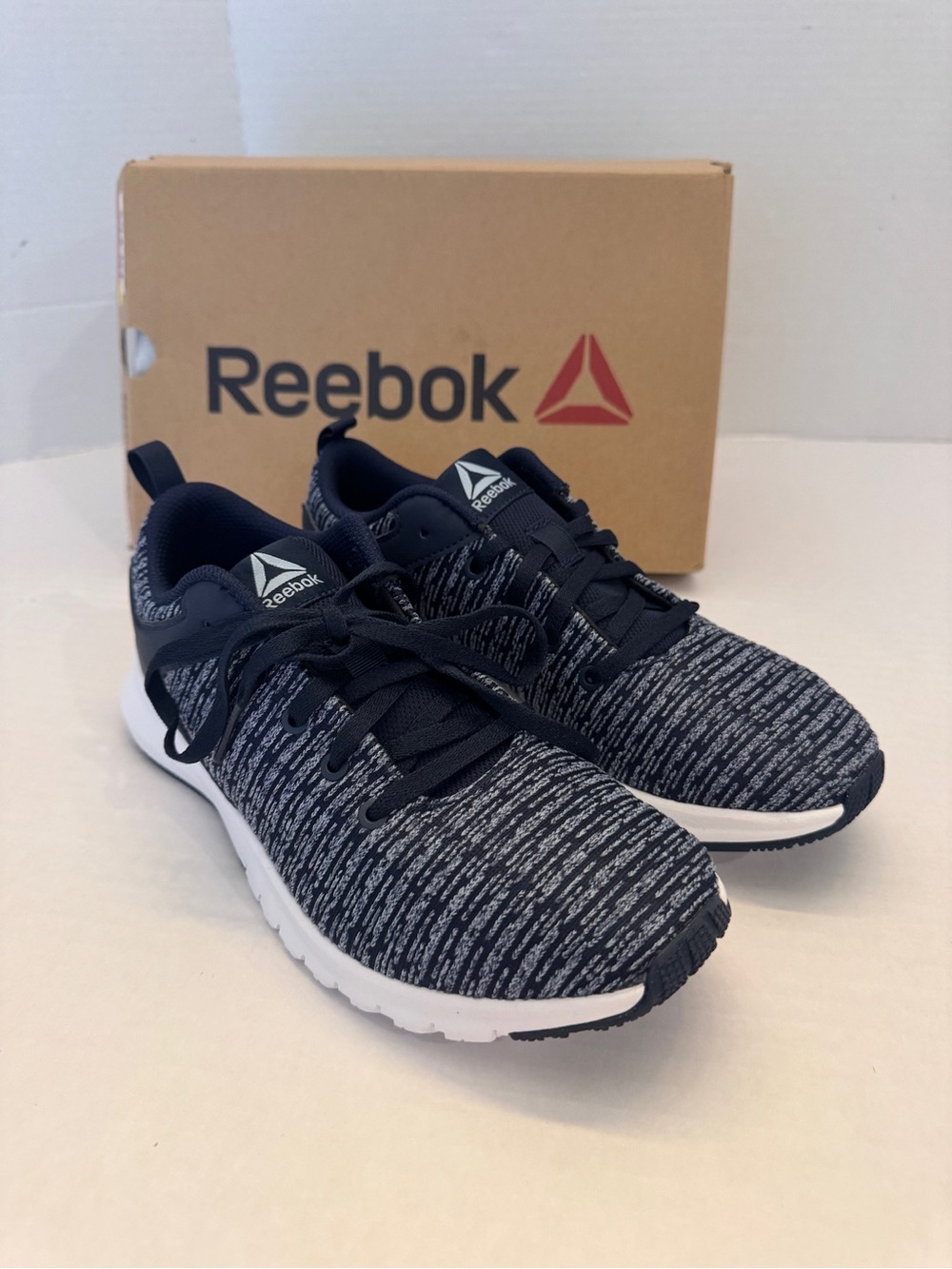 Reebok Womens Print Lux Navy White Running Sneakers Shoes Size 6